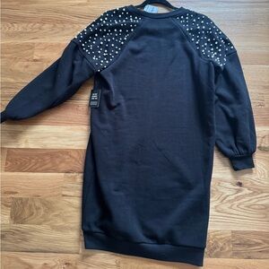 Express Black Long Sleeve Dress with Studded Shoulders